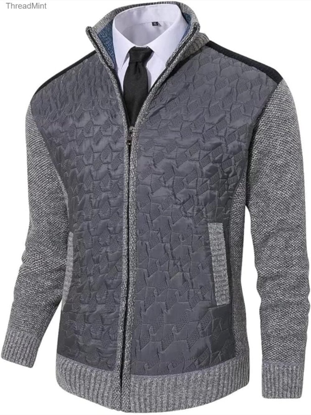 Men's Full Zip Cardigan Sweater Thick Slim Fit Knitted Jacket